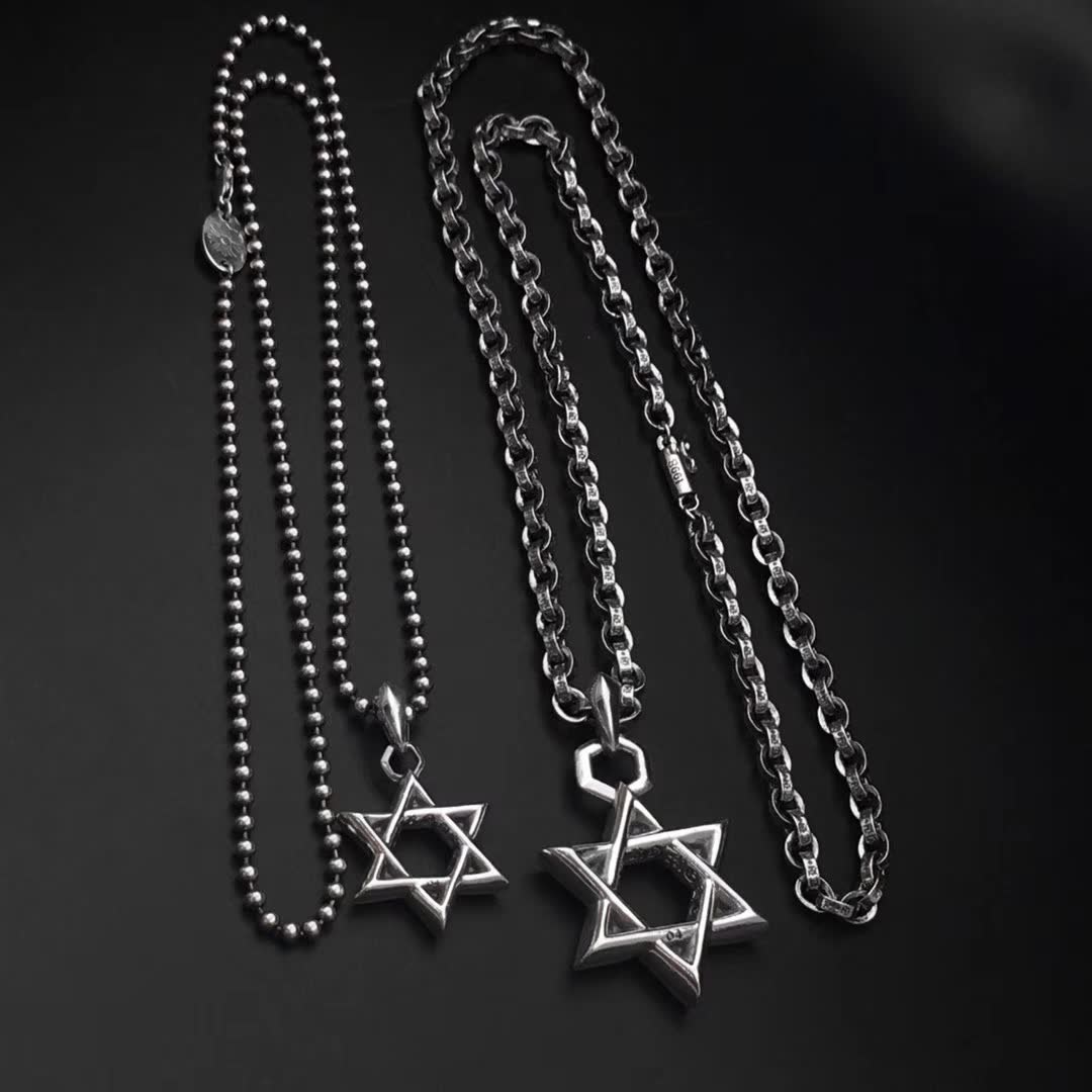 Chrome Hearts Silver Star of David Pendant Necklace